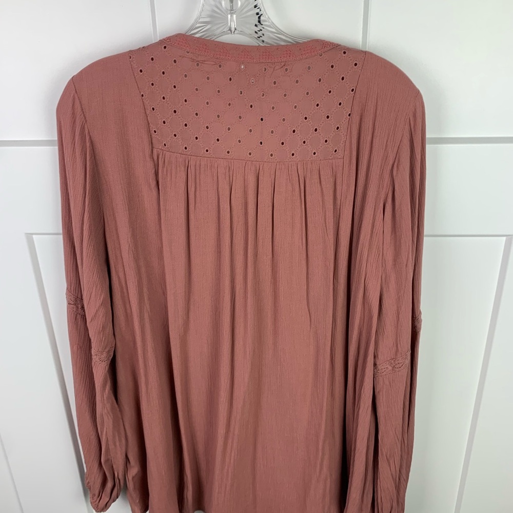 Knox Rose L Boho Blouse Pink Embroidered Johnny Tunic Western Hippie Festival - Picture 7 of 9